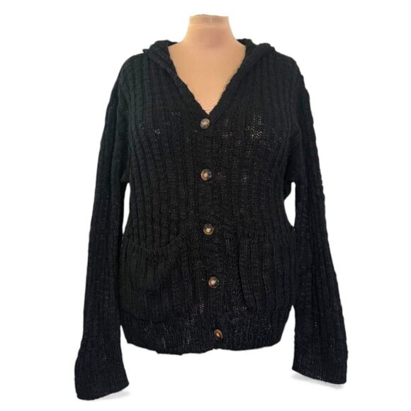 ANDREE By Unit Loose Weave Button Front Hooded Cardigan, NWT! Size 2X - Picture 2 of 8